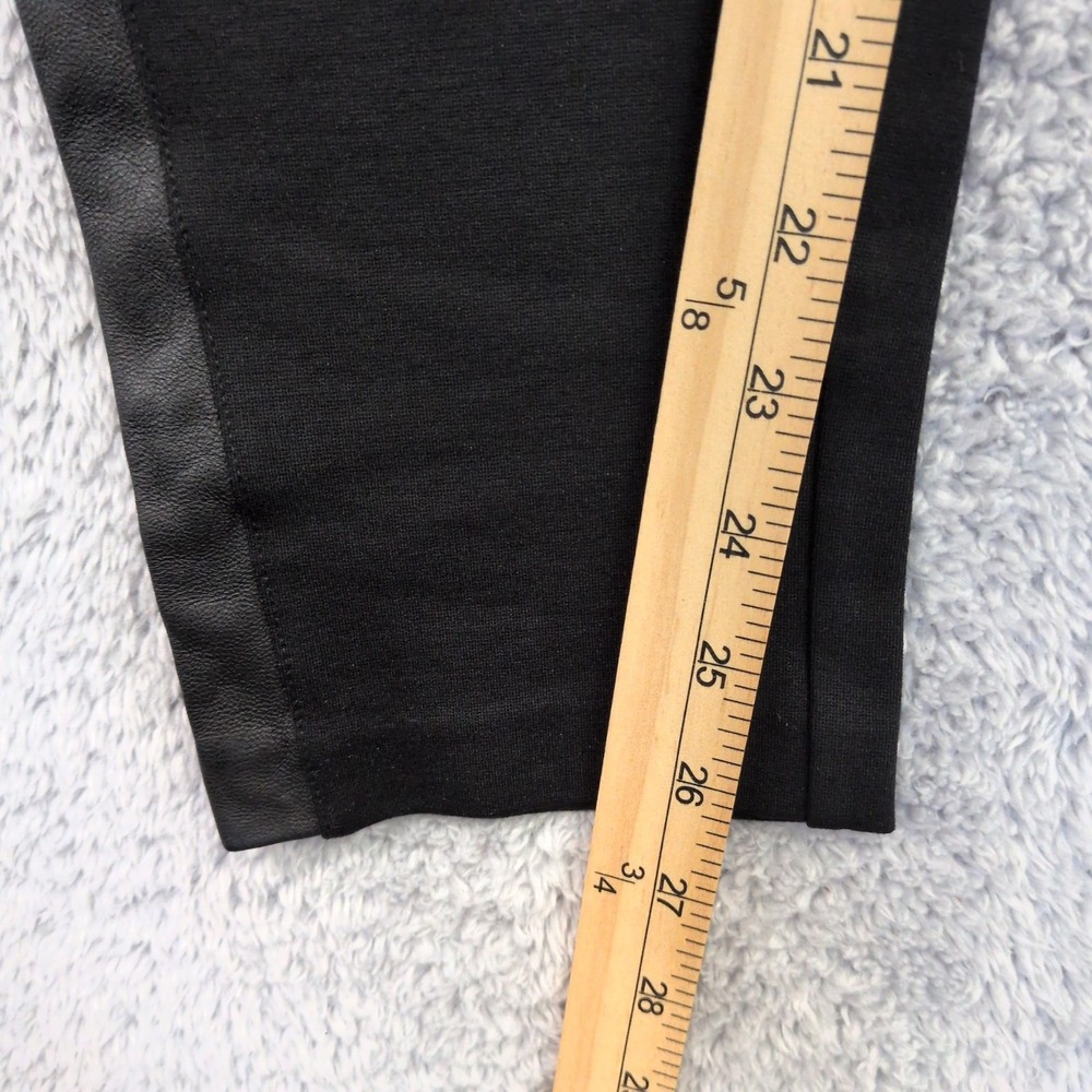 J. Crew Women's Black Size 14 Mid Rise Crop Leggings Pants Leather Trim Back Zip - Picture 10 of 16